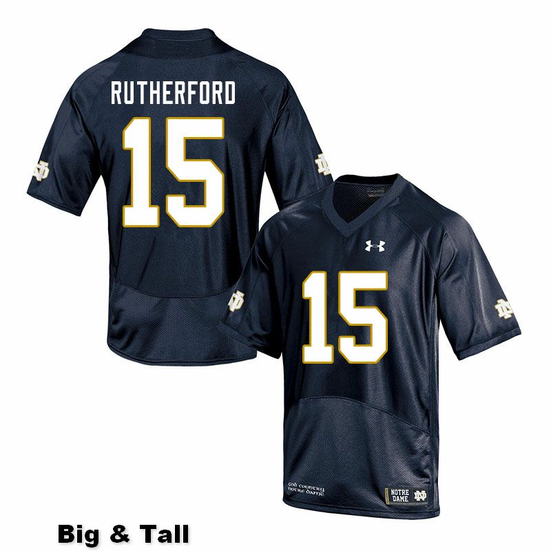 Men's NCAA Notre Dame Fighting Irish #15 Isaiah Rutherford Stitched College Under Armour Authentic Navy Big & Tall Football Jersey EI10F18GR